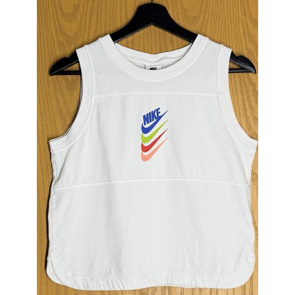 Nike Sleeveless Dna Tank Graphic: Stacked multi-color swoosh logo Cotton Small